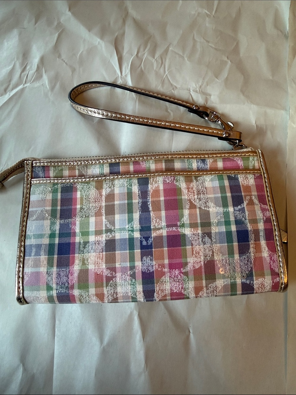3 piece Coach Metallic Trim Plaid Crossbody Set in Pastel Multicolor - Picture 13 of 14